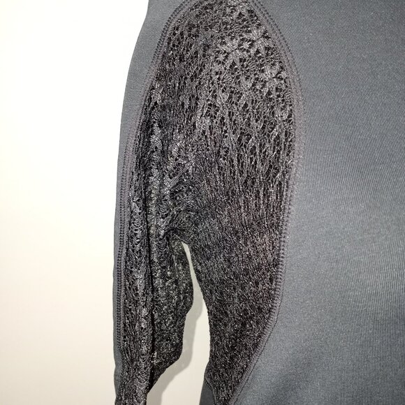 ADIDAS BLACK T-SHIRT DRESS WITH SHEER SHORT SLEEVES WOMEN SIZE S/M - Picture 4 of 8